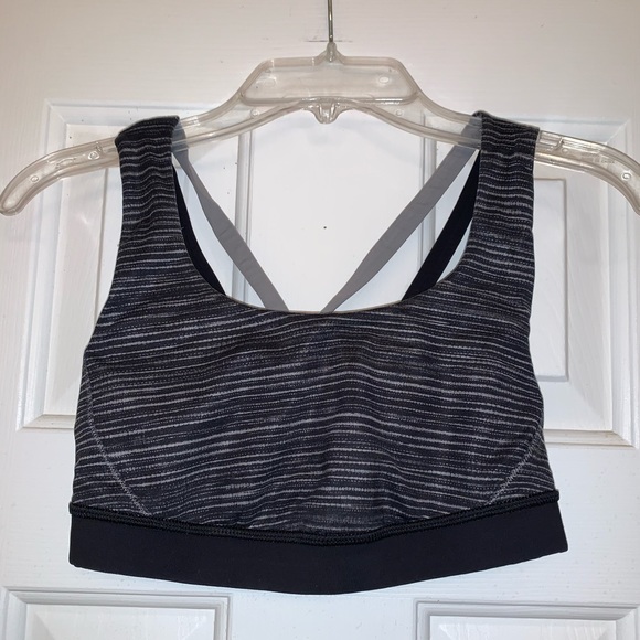 lululemon athletica Other - Lululemon Strappy Grey and Black Sports Bra 4 EUC